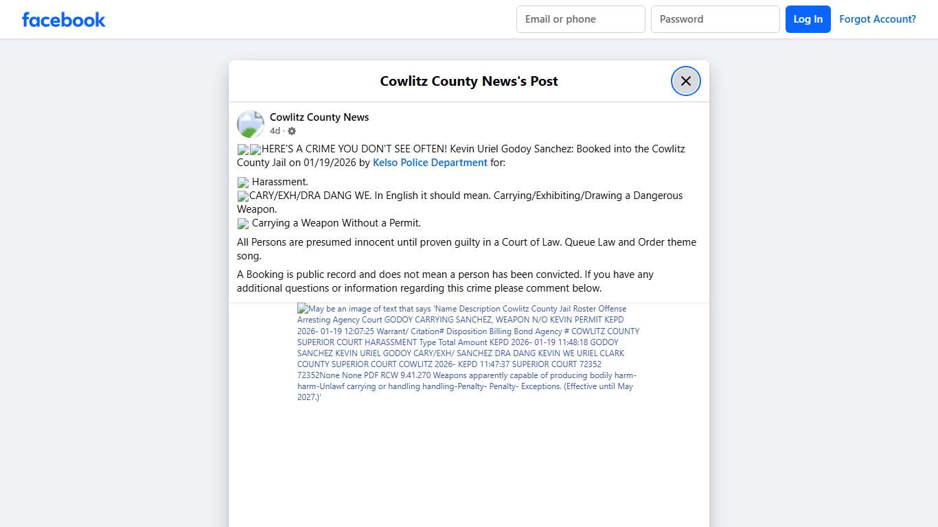 🚨👮HERE'S A CRIME YOU DON'T SEE... - Cowlitz County News Facebook